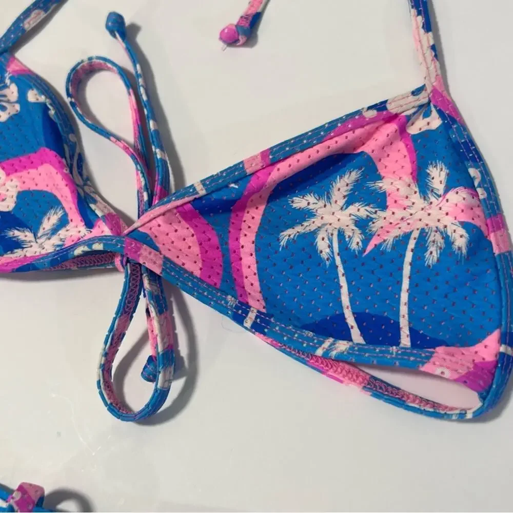 Frankie's Bikinis Boardwalk Layla  Mesh Tropic Love Bikini Swimsuit Sz S